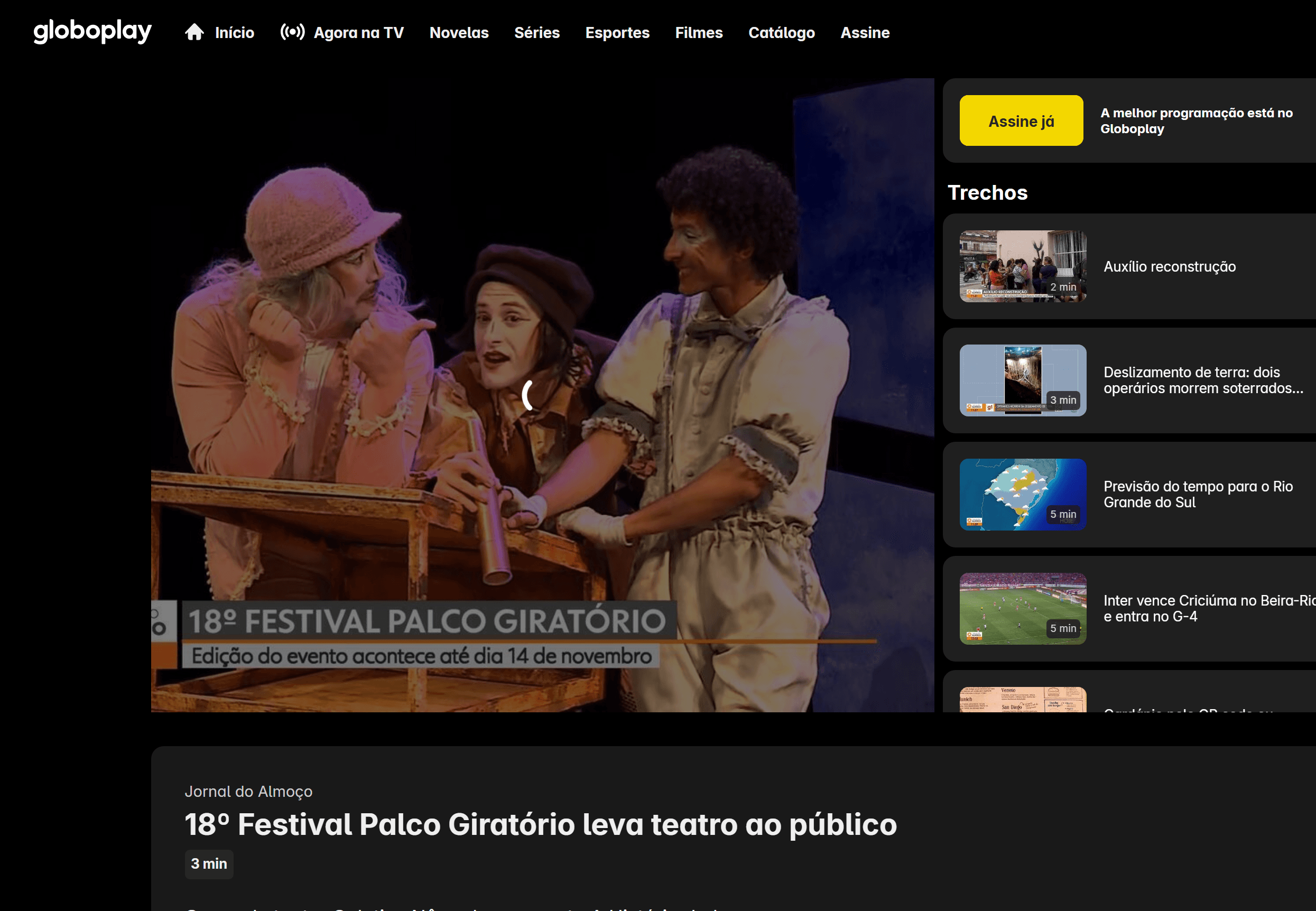 Recorte da publicação: 18º Festival Palco Giratório leva teatro ao público — RBS TV / Jornal do Almoço / Globoplay